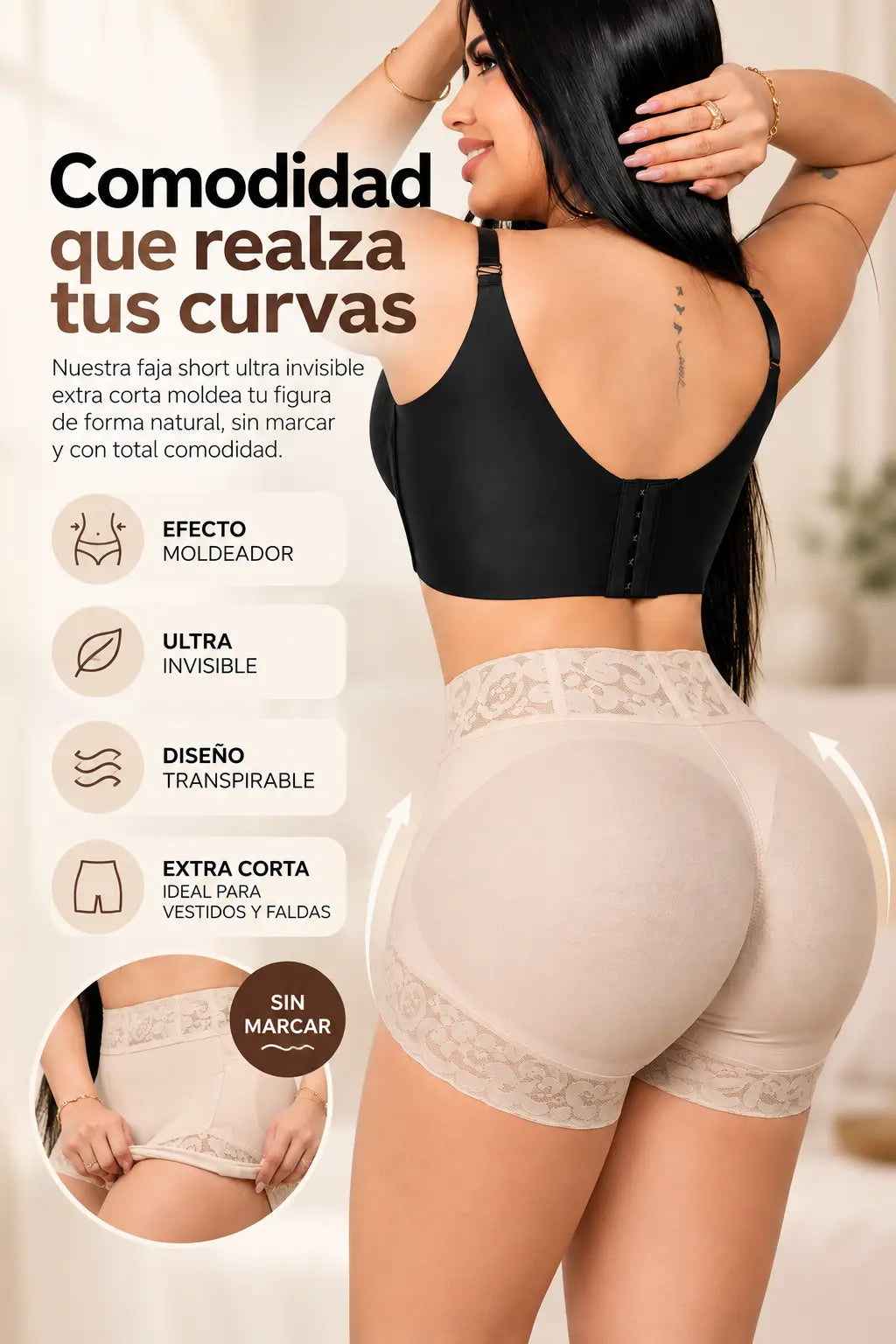 Faja Shorth Cola Invisible Alta Compresión